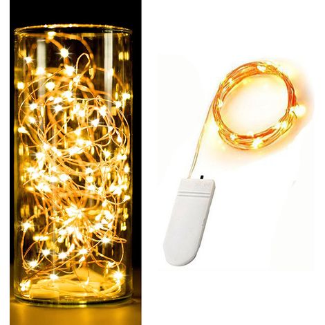 Guirlande lumineuse à boutons en fil de cuivre, forme d'étoile, 3 m, 30 lumières blanc chaud (3 m, blanc chaud) (1/5)