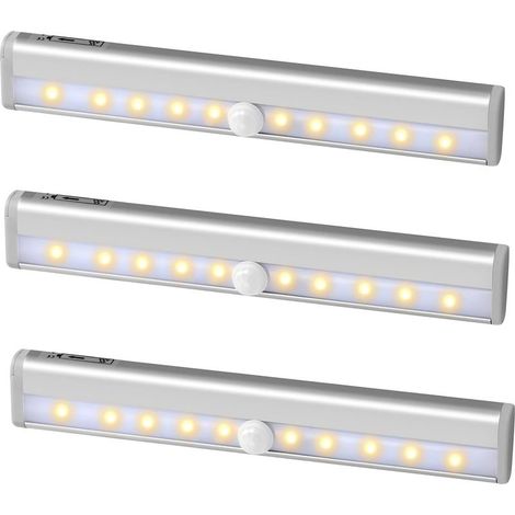 Lot de 2 lampes LED pour placard avec détecteur de mouvement et bande magnétique, veilleuse à 10 LED fonctionnant sur piles (1/5)
