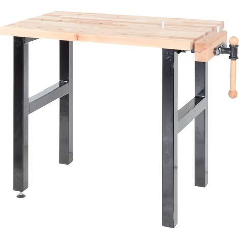 AUTRES Plateau d’établi - HOBBY - hêtre massif 1150 x 600 x 40 mm - 1 presse - perçage 19 mm