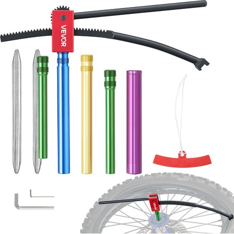 Outils de Changement de Pneus pour Motos Tout-terrain, Démonte Pneu Manuel avec Adaptateurs d'Axe 15-25 mm, 2 Leviers à Pneumatique et Clés, Compatible avec Roues 406-533 mm Motocross Enduro (1/5)