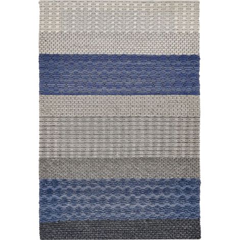 Tappeto rettangolare lana grigio e blu 160 x 220 cm Akkaya