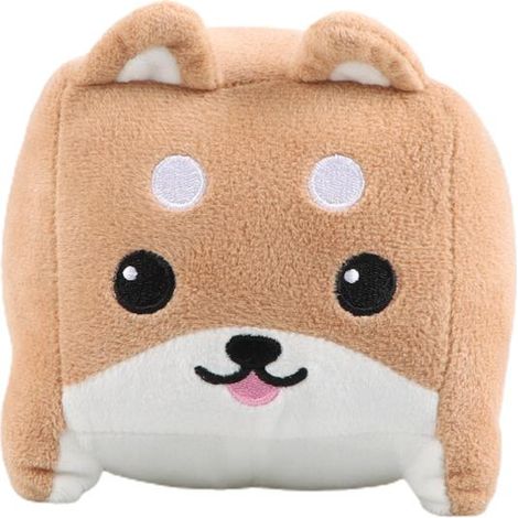 Coussin chien Shiba cartoon carré en peluche douce, figurine collection déco maison, jouet moelleux pour décoration, cadeau adorable. (1/5)