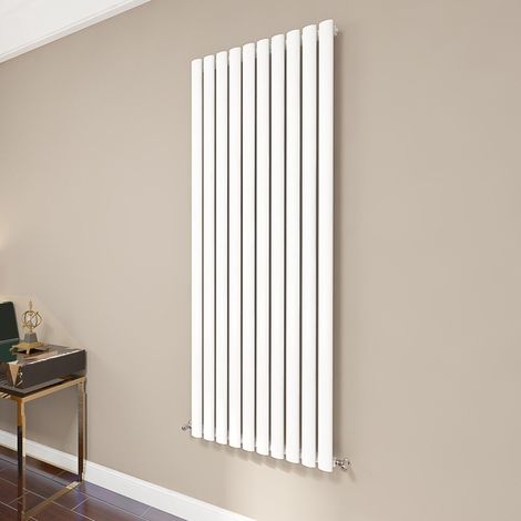 AICA Oval Column Radiator 1600x590mm Central Heating Vertical Single Stylish Grey White (1/5)