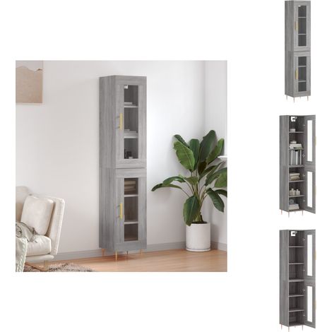 Buffet haut Sonoma gris 34,5x34x180 cm Bois d'ingénierie - Buffet Design Moderne - Meuble Rangement - Armoire Cuisine - Commode Salon - Étagère Murale (1/5)