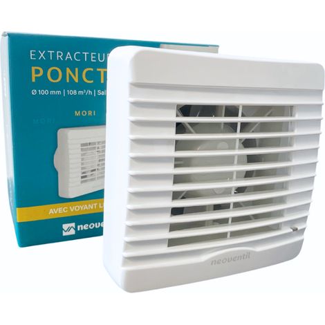 MORI T - V2 - Extracteur d'air pour Salle de Bain/WC - Interrupteur avec Minuterie Intégrée - Modèle V2 - Faible consommation - Silencieux - Résistant à l'Eau - Installation Murale et Plafond