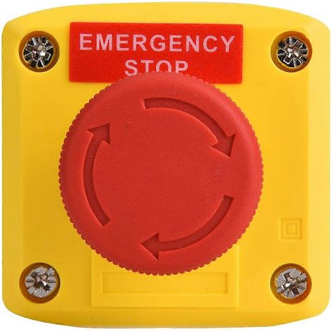 Interrupteur à bouton-poussoir d'arrêt d'urgence rouge étanche IP65 SP A001 avec fonctions d'arrêt d'urgence et de pression. (1/5)