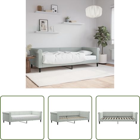 vidaXL Sofa mit Matratze - Tagesbett mit Matratze Hellgrau 90x200 cm Samt (1/5)