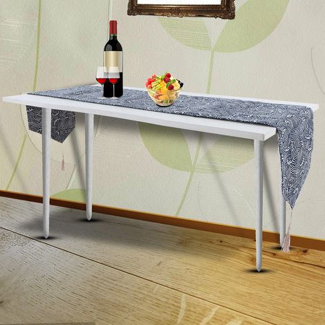 Nappe en coton et lin à vagues bleues, sous-tapis de table avec pompon (12 x 70 pouces) (1/5)