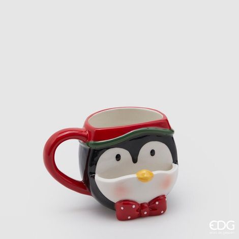 EDG Enzo De Gasperi Tazza Natale Pinguino Snack H 10 Cm Bianco Rosso