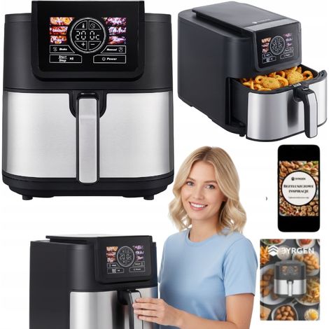 Freidora de aire AI 8L 1700W con recipiente grande Recetas Byrgen (1/5)