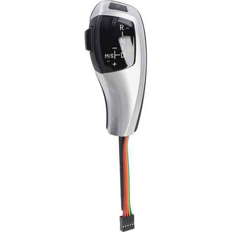 Pommeau de boîte de vitesses automatique à LED, côté conducteur gauche, bouton rouge, surface lisse, compatible avec BMW X3 E83 2004-2010, matériau argenté électroplaqué. (1/5)