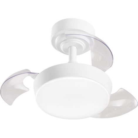 Ventilatore da Soffitto con Luce LED Integrata 24W, Pale a Scomparsa in Acrilico Trasparente, Motore DC, Bianco, D.56 cm - Perenz (1/3)