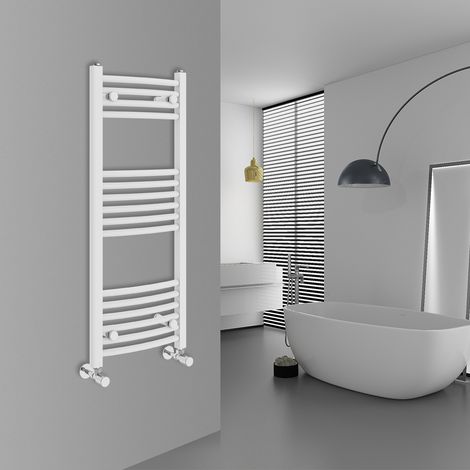 WarmeHaus Curved White Bathroom Ladder Radiator 1000x400mm (1/5)