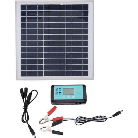 Panneau Solaire Carré 100W Kit Chargeur Contrôleur pour Camping-car Caravane-Crezuo