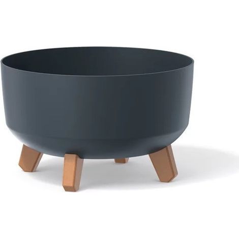 Lem Select – Pot de fleurs anthracite 6,8L – Pied effet bois – Diamètre 28,5cm – Design moderne pour intérieur élégant