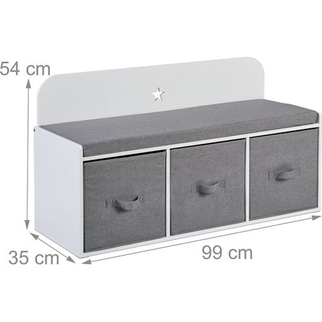 Panca per bambini con contenitore 90 x 30 x 30 cm seduta comoda design neutro in MDF bianco 130015816