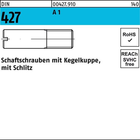 DIN 427/ISO 2342 Schaftschraube M4x12 Edelstahl A1 blank Schlitz m. Kegelkuppe 100 Stk (1/2)