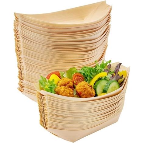 Plateau de service - Bateau - 50 PCS - Bois de pin - 5 pouces - Asymétrique (1/4)