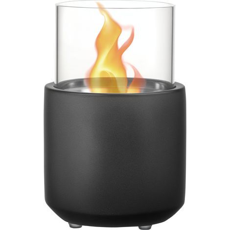 Chimenea de mesa con bioetanol y depósito de 0,4 L, 12 x 12 x 19 cm, gris oscuro (1/5)