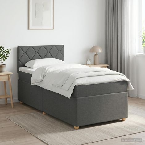 Cama box spring con colchón Gris oscuro 80 x 200 cm Tela (1/5)