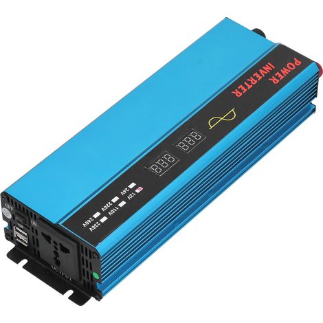 Onduleur solaire à bonne conductivité thermique, rendement de conversion élevé, protection intelligente, onduleur léger pour véhicules, 12 V à 110 V (1/5)