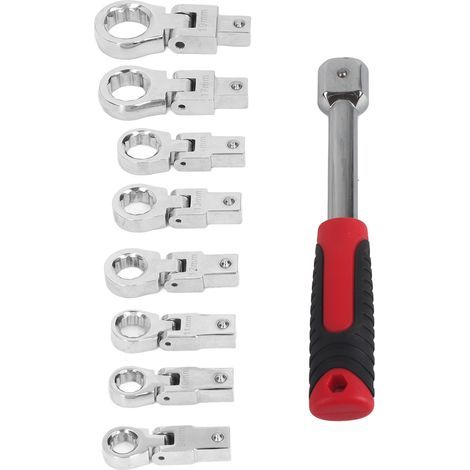 Jeu de clés à cliquet interchangeables, bote en acier au chrome vanadium, pour l'industrie automobile, 9 pièces (1/5)