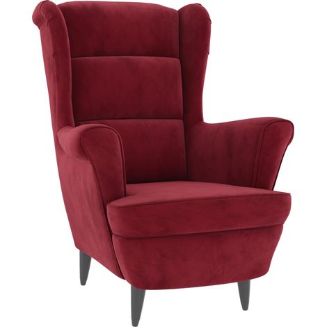 Poltrona lounge TV moderna e di design extra confortevole in velluto rosso bordeaux DEC028671
