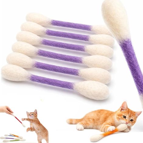 Giant Qtip Lot de 6 cotons-tiges géants pour chat - Bâtonnets en coton avec herbe à chat - Jouet à mâcher pour la dentition - Chaton interactif en feutre (violet) (1/5)