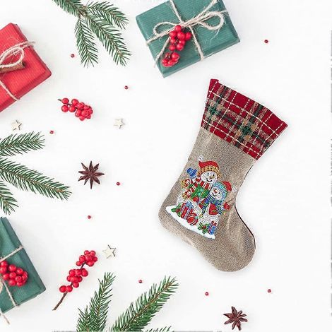 Diamantbemalte Weihnachtsstrümpfe, Weihnachtsmann, Schneemann, Weihnachtsgeschenke, Süßigkeitentüten
