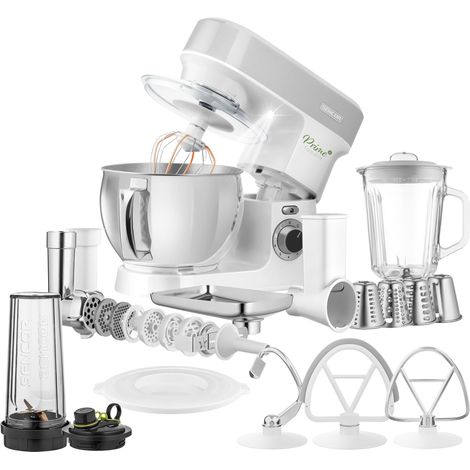 Sencor Robot da Cucina Multifunzione, Planetaria Potente 1200W, Accessori Completi, Ciotola Acciaio 5L, Illuminazione LED, Frullatore, Tritacarne, Cookie Maker e Coperchio Magnetico (1/3)