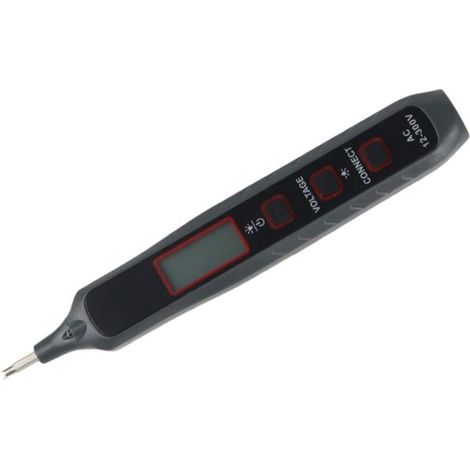 Digitales Multimeter-Prüfgerät mit LED-Leuchte, 12-300V Spannungsprüfer für Elektriker, kompakter Drahtbruchdetektor (grau) (1/5)