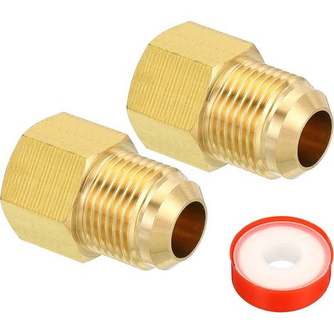 1/2 SAE Mâle x 3/8 SAE Femelle Laiton Flare Tube Raccord 2 Pcs (1/5)