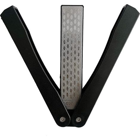 Afilador de diamante de doble cara, piedra de afilar de diamante, grano 400/600, plegable, de bolsillo, ideal para cocinas de camping al aire libre.