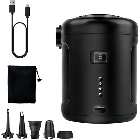 Pompe à air électrique - 6000 mAh - Gonfleur électrique portable avec 5 buses d'air - Pompe à air rechargeable avec gonflage/dégonflage rapide - Pour matelas gonflable, pataugeoire piscine (1/5)