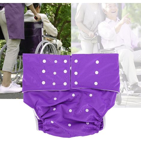 Couche lavable pour adulte avec poche, ajustable et réutilisable, violette (1/5)