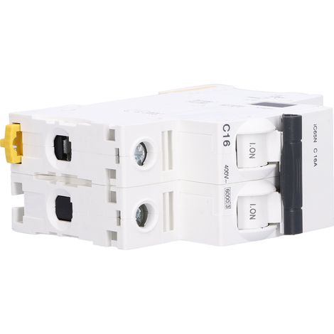 Disjoncteur miniature 2P, isolateur de courant différentiel, montage sur rail DIN, 400 V CA, 16 A, IC65N C16 (1/5)