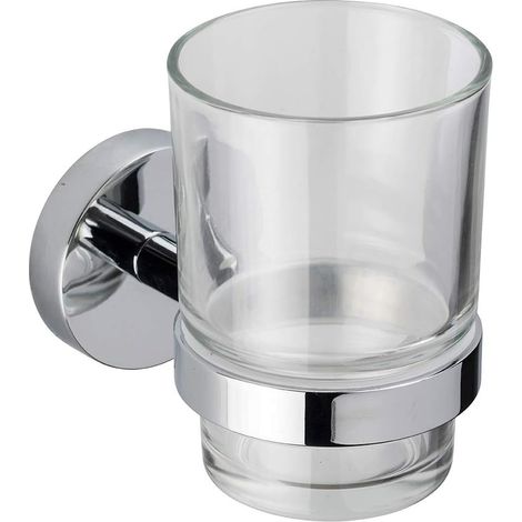 Croydex Flexi-Fix Glass Bathroom Tumbler and Holder, Chrome - Epsom (1/4)