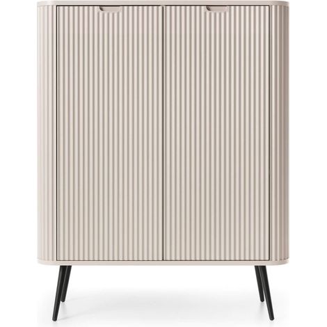 Buffet haut VELINA 2 portes et bois- Beige (1/4)