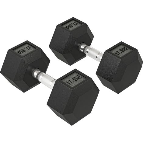 Kurzhantel, 35 kg Hantel, Hantel, Gewicht, Anti-Rutsch-Griff, Schwarz + Silber