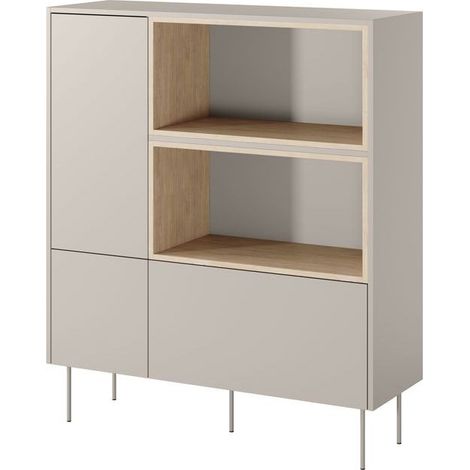 BOBOCHIC - Buffet haut 2 portes 120 cm ATLAS avec niches Beige (1/5)