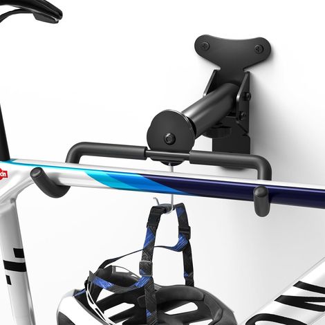 Support mural pour vélo, porte-vélo, support pliable pour vélo, distance réglable, avec crochet pour casque, support de rangement pour vélo pour garage et intérieur (1/5)
