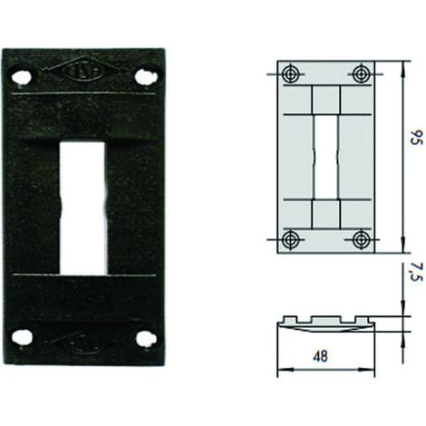 Contropiastra in nylon 06287 - mm.48x95, spessore mm.7,5 (06287) - 5 pz