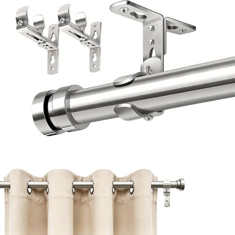 Support Tringle Rideau, Support Barre Rideau Réglables en Acier Inoxydable, Fixation Murale ou Plafond Robuste pour Tringle 15–41 mm, Lot de 2 (1/5)