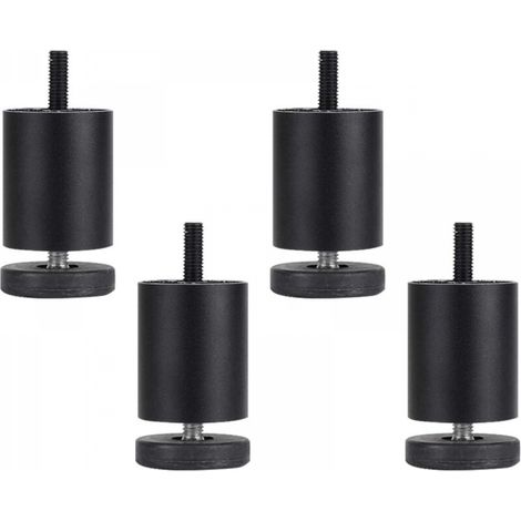 Pieds de meuble réglables en aluminium avec tige filetée, pieds de table en métal, pieds de canapé, noir mat, lot de 4 (6 cm/2,4 po) (1/5)