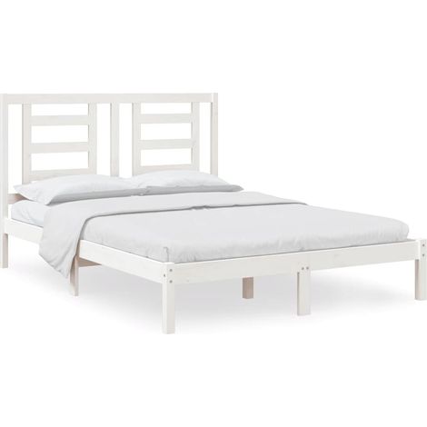 Maison Exclusive - Cadre de lit sans matelas blanc 140x190 cm bois de pin massif (1/5)
