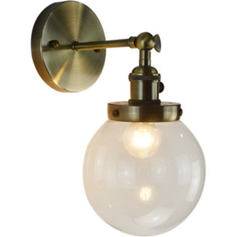 Applique murale ronde moderne en verre transparent, design industriel loft vintage. (1/5)