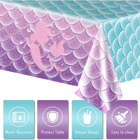 137274cm Nappe Sirne Nappe Jetable Anniversaire Nappe En Plastique Papier Fournitures De Fte De Sirne Pour Les Enfants Filles Anniversaire Mariag (1/5)