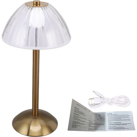 Lampe de table sans fil rechargeable pour la maison, lampe de table portable d'intérieur/extérieur de 30 cm (12 pouces) de haut en laiton doré avec capteur tactile, luminosité et couleur réglables (do (1/5)