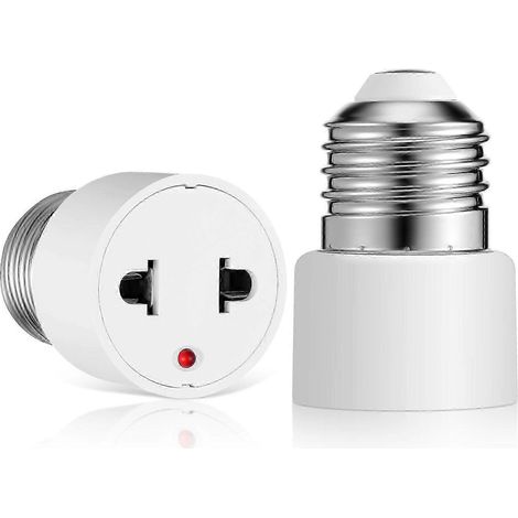 2 adaptateurs pour douille E27 220 V vers prise américaine, douille plate à 2 trous pour lampes fluorescentes et LED domestiques (blanc) (1/5)