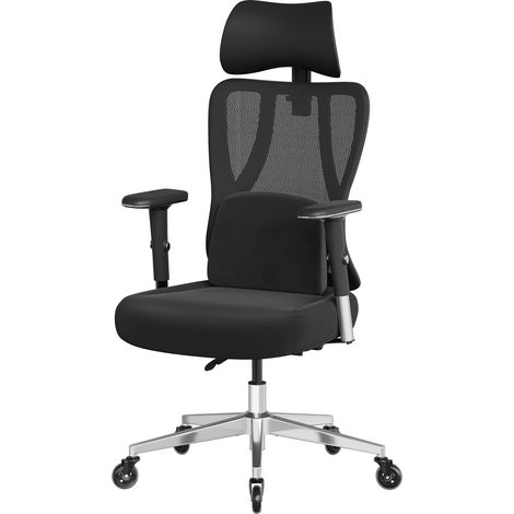 Chaise de Bureau Ergonomique, Pivotante, Réglable en Hauteur, Supportant Jusqu’à 150 kg, Noir (1/5)